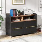File Cabinet, 2 Drawer Rolling Lateral Filling Cabinet Printer Stand - Image 9