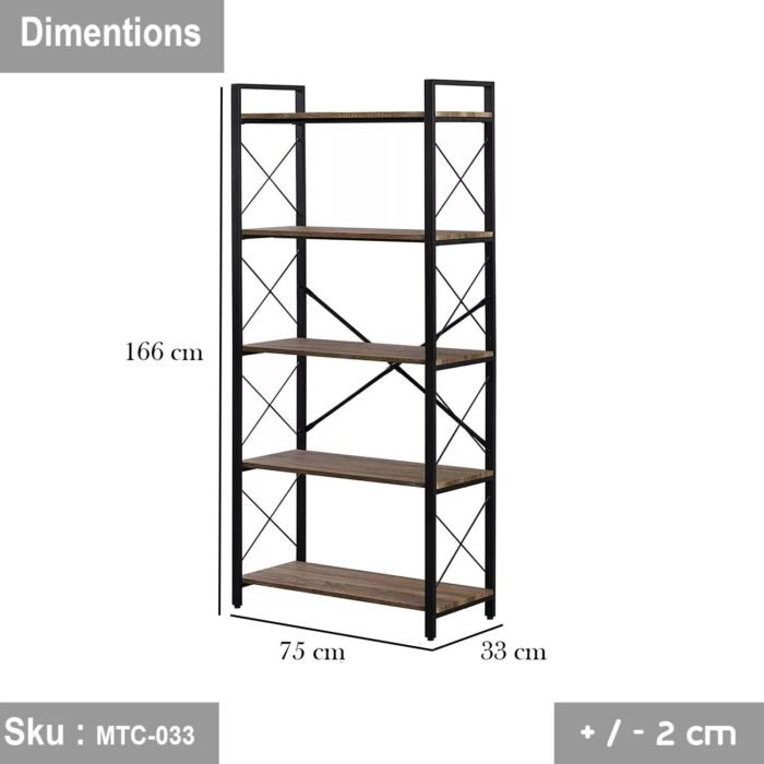 Melamine Wood Display Unit - MTC-033 -33cmX75cmX166cm - Brown - Image 2