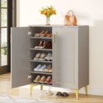 Shoe Cabinet, 5-Tier Shoe Rack Organizer with Removable Shelves & Doors