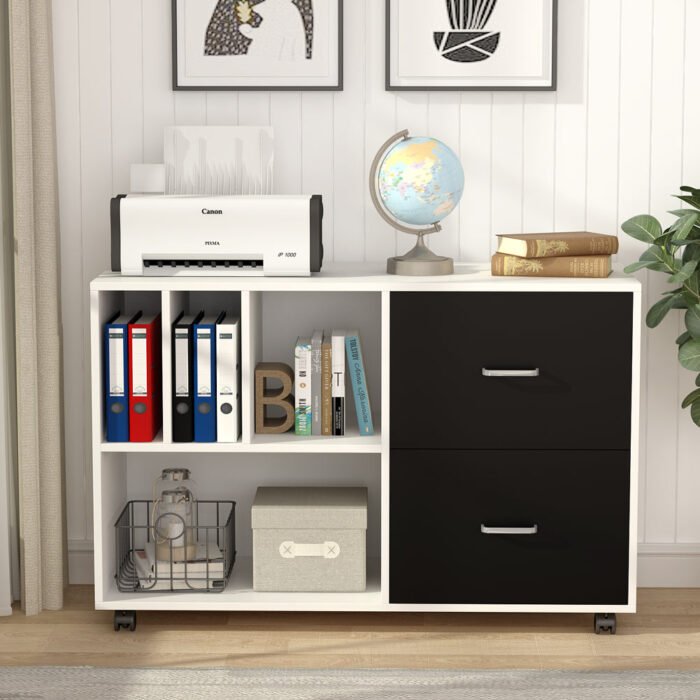 File Cabinet, Mobile Lateral File Cabinet with 2 Drawers - Image 4