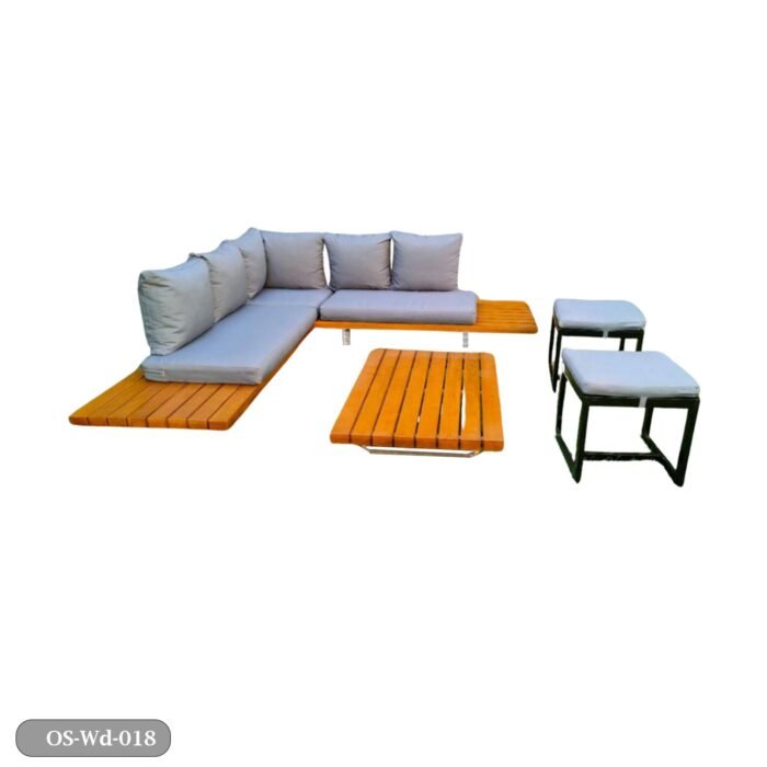 Beech wood corner sofa for 5 peop- OS-Wd-018 - Image 2