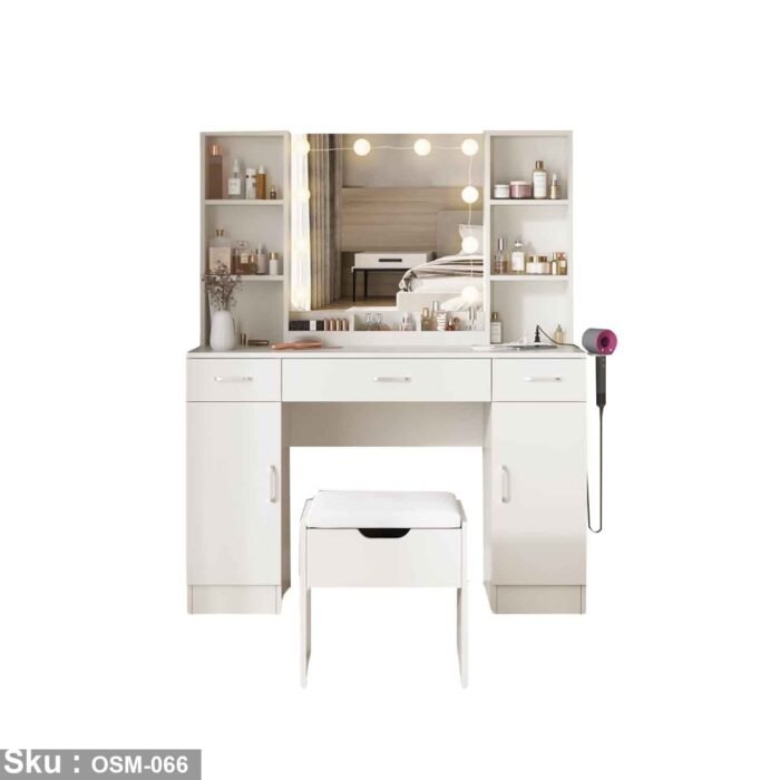 High quality MDF wood dresser with pouf - OSM-066 - Image 2