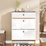 Shoe Cabinet, Slim Shoe Organizer Cabinet with 2 Flip Drawers - Image 4