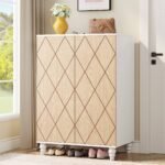 Shoe Cabinet, 2-Door Shoe Organizer Cabinets with Solid Wood Legs
