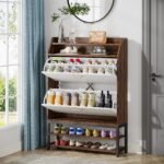 Shoe Cabinet, Freestanding Shoe Organizer with 2 Flip Drawers & Shelves - Image 4