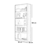 Beige MDF Bookcase - 180x80x30 cm - OSM-527 - Image 2