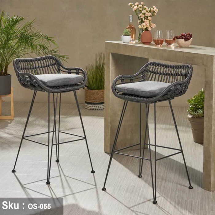 Set of 2 Brita Rattan Flat Bar Chairs - Image 4