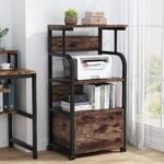 File Cabinet, 3 Tier Mobile Printer Stand with Legal Size Drawer - Image 2