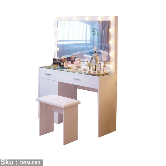 High quality MDF wood dresser with pouf - OSM-053 - Image 2