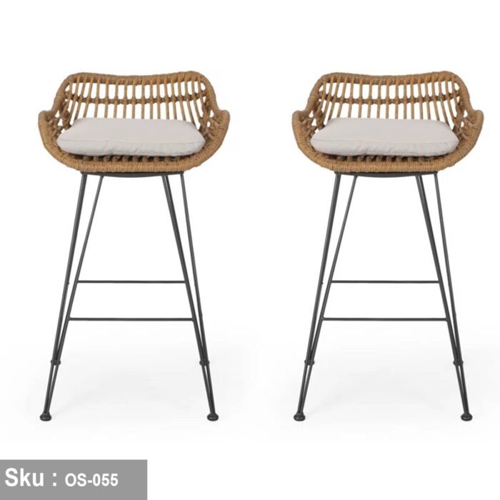 Set of 2 Brita Rattan Flat Bar Chairs - Image 2