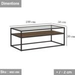Erica coffee table, 100 * 50, MDF wood and glass - Image 2
