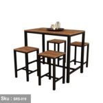 Dining set of 4 chairs and a table, steel and wood - SRS-019 - Image 2