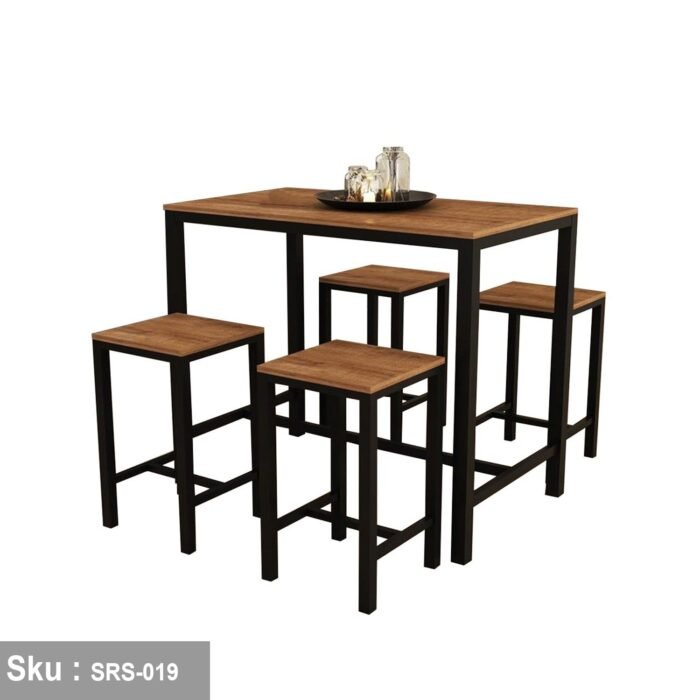 Dining set of 4 chairs and a table, steel and wood - SRS-019 - Image 2