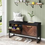 Shoe Bench, 2 Flip Drawers Shoe Rack Organizer with Adjustable Shelves - Image 4