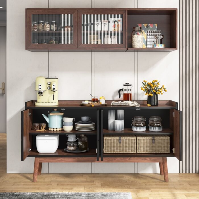 Sideboard Buffet, 55? Kitchen Buffet Cabinet Coffee Bar Table - Image 5