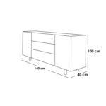 White MDF Buffet - 100 x 140 x 40 cm - OSM-569 - Image 2