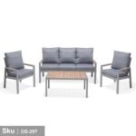Iron x wood outdoor furniture set for up to 7 people - OS-287 - Image 2