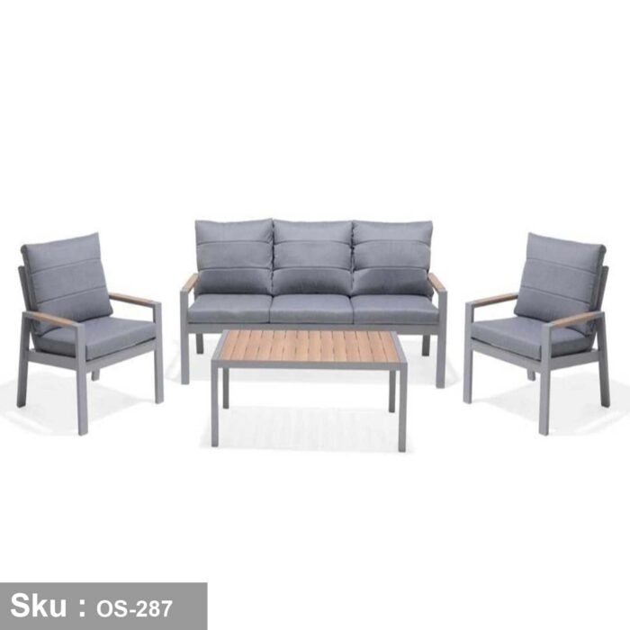 Iron x wood outdoor furniture set for up to 7 people - OS-287 - Image 2