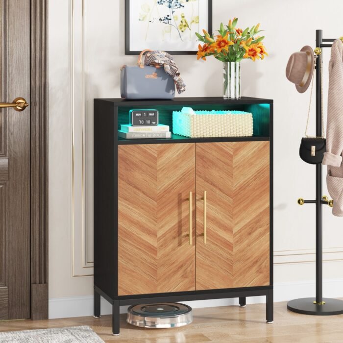 Shoe Cabinet, 5-Tier Shoe Racks Storage Organizer with Led Light - Image 4