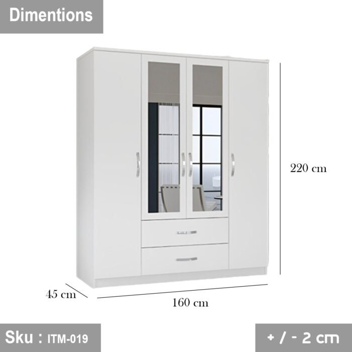 Spanish MDF wood wardrobe - ITM-019 - 220cmX160cm - Image 2