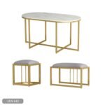 Dining table - 8 metal seats and a white Carrara marble table - LUS-143 - Image 2