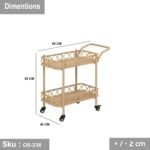 Wheeled trolley made of rattan-OS-238 - Image 2