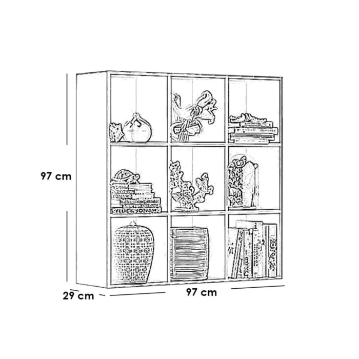 Black MDF bookcase - 97x97x29 cm - OSM-537 - Image 2