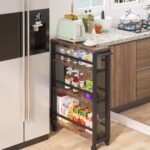 Slim Kitchen Cart, 4-Tier Storage Rolling Cart with Handle - Image 10