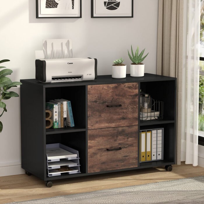 File Cabinet, 2 Drawer Large Mobile Filing Cabinet Letter Size - Image 2