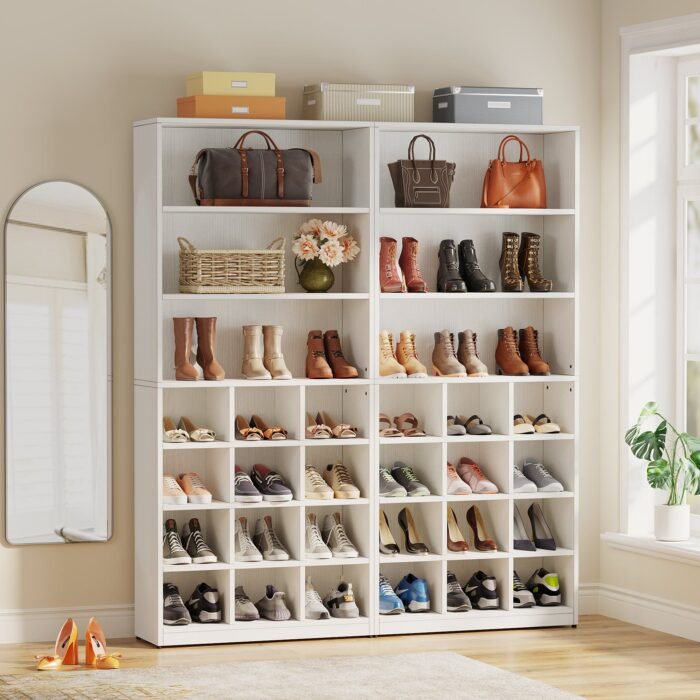 Shoe Cabinet, Freestanding Shoe Rack with Side Hooks - Image 8