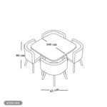 Dining table - 5 pieces of high quality beech wood - KYN-184 - Image 2