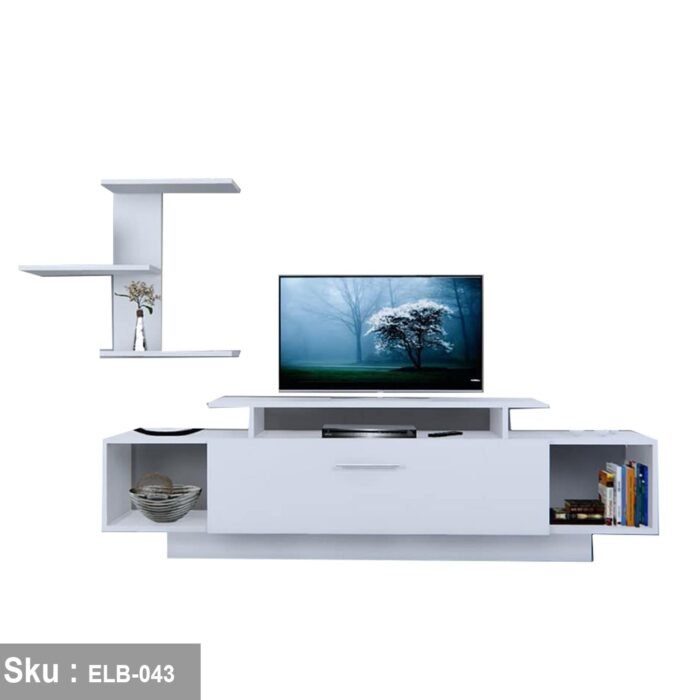 Amitra TV unit with shelving unit and MDF top shelf unit - Image 2