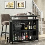 Bar Unit, 3 Tier Liquor Home Bar Table with Stemware Racks - Image 5
