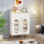 Shoe Cabinet, Modern Storage Cabinet with Drawer & Adjustable Shelves - Image 4