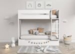 Bunk bed with pull-out trundle, open guard and right ladder