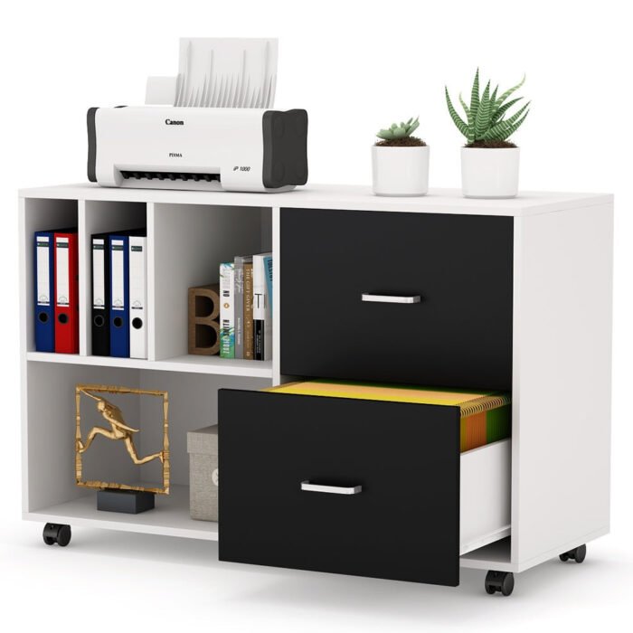 File Cabinet, Mobile Lateral File Cabinet with 2 Drawers - Image 1