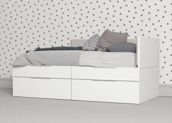 Modular bed 90 x 190 with 2 drawers base with guides + 2 stackable - Image 1