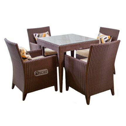 Rattan dining set, 4 chairs and a table