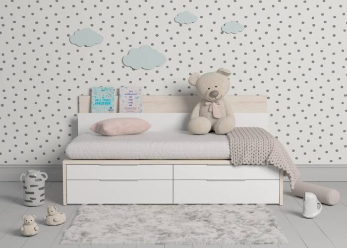 Compact with 2 drawers and two containers, for a 90 x 190 mattress - Image 1