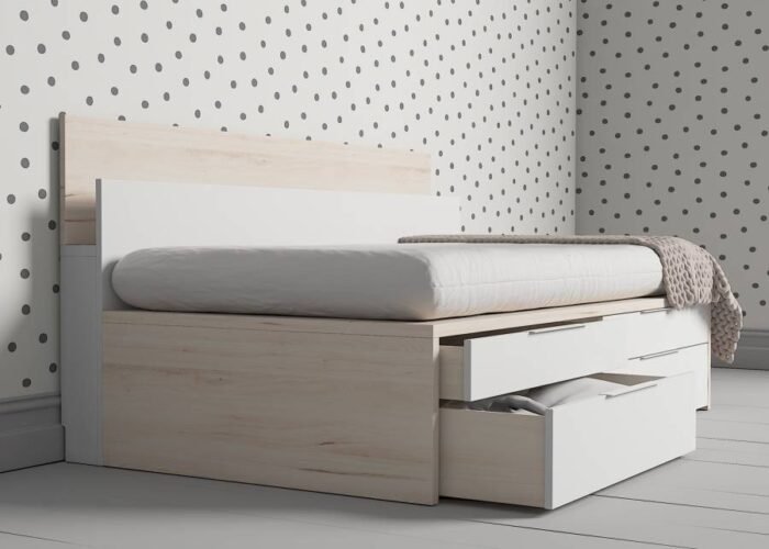 Compact with 2 drawers and two containers, for a 90 x 190 mattress - Image 3