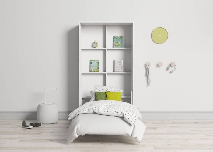Vertical folding bed 90 x 190 with internal shelves - Image 1