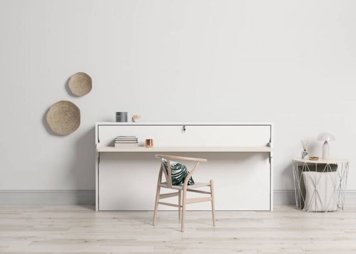 Horizontal folding bed with desk, for 90 x 190 mattress - Image 1