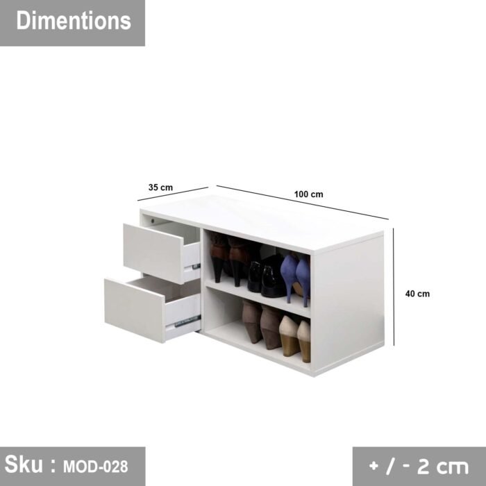 MDF wooden shoe cabinet 18 mm - MOD-028 - Image 3