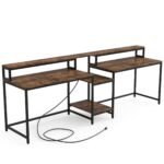 Two Person Desk, 93? Double Computer Desk With USB Ports & Power Outlet - Image 2