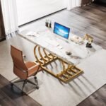 Executive Desk, 63? Modern Computer Office Desk with Faux Marble Top - Image 5