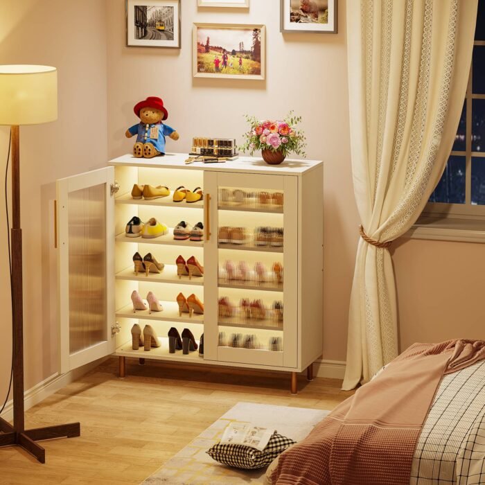 Shoe Cabinet, 5-Tier Shoe Organizer with LED Light & Acrylic Doors - Image 6