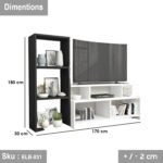 Vedala TV unit with 3 shelves and a side stand made of MDF wood - Image 3