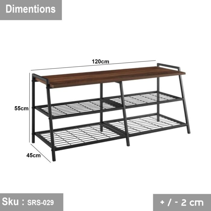 Shoe rack, steel and wood - SRS-029 - Image 3
