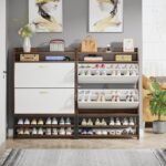 Shoe Cabinet, Freestanding Shoe Organizer with 2 Flip Drawers & Shelves - Image 5