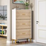Shoe Cabinet, Slim Hidden Shoe Rack Organizer with 3 Flip Drawers - Image 4